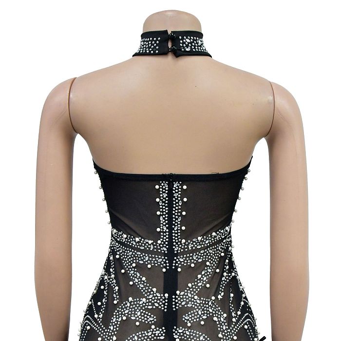 SUPER WHOLESALE | Halter Feather Hem Party Romper