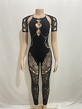 SUPER WHOLESALE | Elasctic Cut Out Sexy Lace Patchwork Jumpsuit