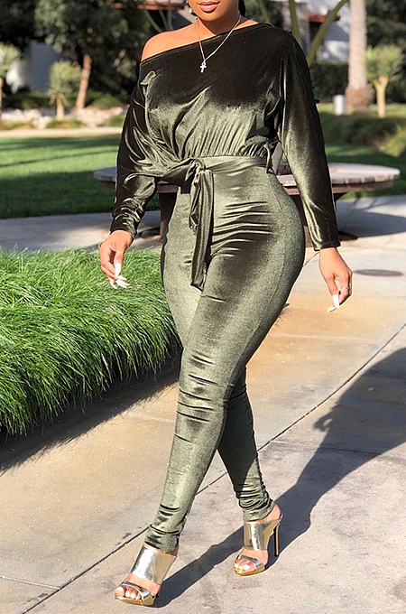 SUPER WHOLESALE | Velvet Bat Shoulder Jumpsuit