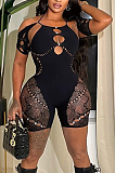 SUPER WHOLESALE | Elasctic Cut Out Sexy Lace Patchwork Back Tied Romper