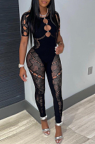 SUPER WHOLESALE | Elasctic Cut Out Sexy Lace Patchwork Back Tied Romper