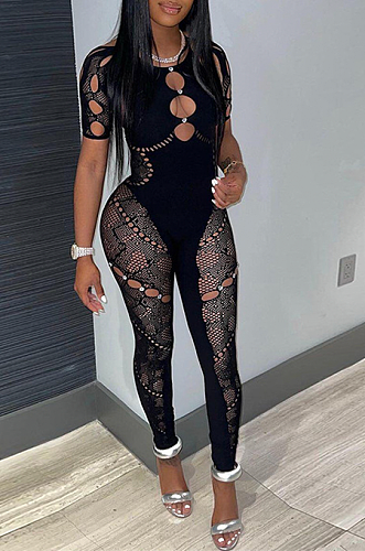 SUPER WHOLESALE | Elasctic Cut Out Sexy Lace Patchwork Back Tied Romper