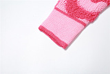 SUPER WHOLESALE | Two Tones Knitted V-Neck Crop Coat in Pink