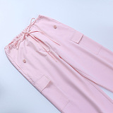 SUPER WHOLESALE | Solid Cargo Pants with Drawstring Bottom