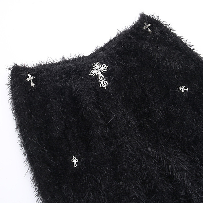 SUPER WHOLESALE | Woolen Pants with Crosses Deco