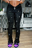 SUPER WHOLESALE | Woolen Pants with Crosses Deco