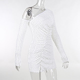 SUPER WHOLESALE | Wave Texture One Shoulder Mini Dress