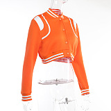 SUPER WHOLESALE | White Stripes Deco Baseball Jacket