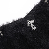 SUPER WHOLESALE | Woolen Pants with Crosses Deco