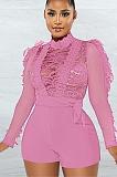SUPER WHOLESALE | Long Sleeve Lace Patchwork Romper