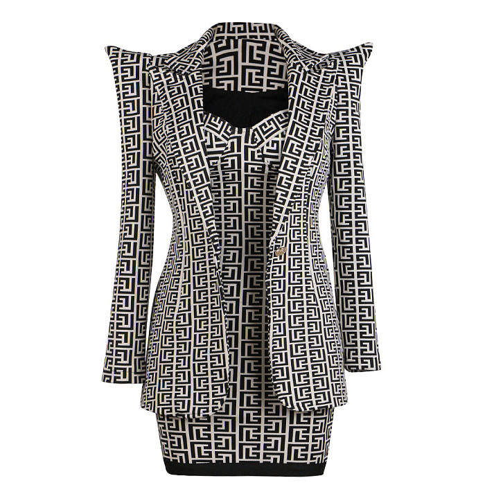 SUPER WHOLESALE | Monogram Blazer Dress Suit