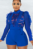 SUPER WHOLESALE | Long Sleeve Lace Patchwork Romper