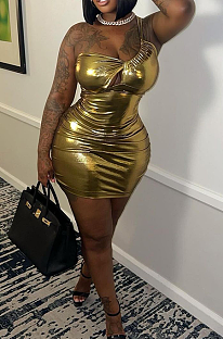 SUPER WHOLESALE | Bling Bling One Shoulder Waist Drawstring Mini Dress