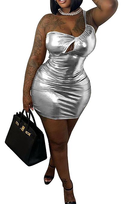 SUPER WHOLESALE | Bling Bling One Shoulder Waist Drawstring Mini Dress