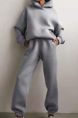 SUPER WHOLESALE | Hoodie Top with Jogging Pants in Solid