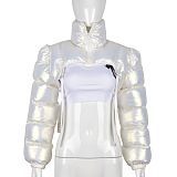 SUPER WHOLESALE | Stand-up Neck Puffy Crop Jacket Top