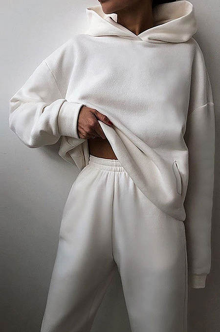 SUPER WHOLESALE | Hoodie Top with Jogging Pants in Solid