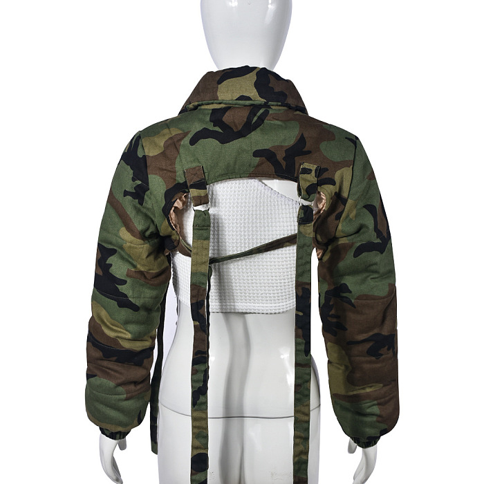 SUPER WHOLESALE | Stand-up Neck Puffy Crop Jacket Top
