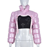 SUPER WHOLESALE | Stand-up Neck Puffy Crop Jacket Top