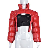SUPER WHOLESALE | Stand-up Neck Puffy Crop Jacket Top