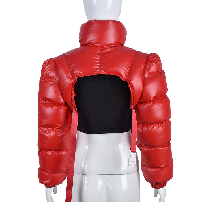 SUPER WHOLESALE | Stand-up Neck Puffy Crop Jacket Top