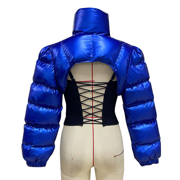 SUPER WHOLESALE | Stand-up Neck Puffy Crop Jacket Top