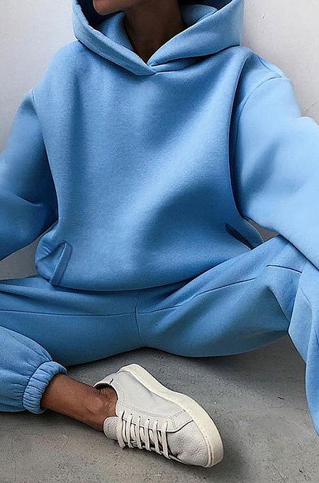 SUPER WHOLESALE | Hoodie Top with Jogging Pants in Solid