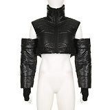 SUPER WHOLESALE | Sock Cuff Patchwork Crop Puufy Jacket