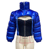 SUPER WHOLESALE | Stand-up Neck Puffy Crop Jacket Top