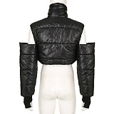 SUPER WHOLESALE | Sock Cuff Patchwork Crop Puufy Jacket