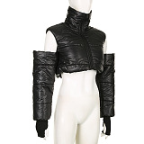 SUPER WHOLESALE | Sock Cuff Patchwork Crop Puufy Jacket