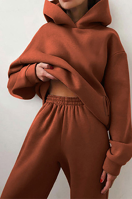 SUPER WHOLESALE | Hoodie Top with Jogging Pants in Solid