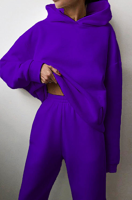 SUPER WHOLESALE | Hoodie Top with Jogging Pants in Solid