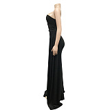 WHOLESALE | One Shoulder Full-Legnth Dress Back Zip Up