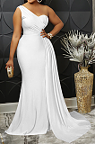 WHOLESALE | One Shoulder Full-Legnth Dress Back Zip Up