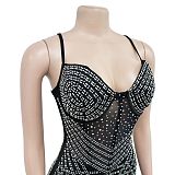 WHOLESALE | Rhinestone Maxi Jumpsuit in Black