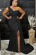 WHOLESALE | One Shoulder Full-Legnth Dress Back Zip Up
