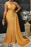 WHOLESALE | One Shoulder Full-Legnth Dress Back Zip Up