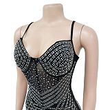 WHOLESALE | Rhinestone Maxi Jumpsuit in Black