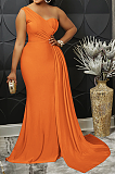 WHOLESALE | One Shoulder Full-Legnth Dress Back Zip Up