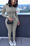 SUPER WHOLESALE | High Elastic Half Zipper Pit Material Jumpsuit