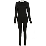 SUPER WHOLESALE | High Elastic Half Zipper Pit Material Jumpsuit