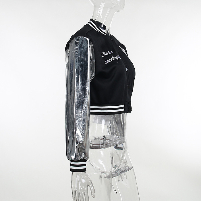 SUPER WHOLESALE | Embroidered Two Tones Button Up Base Ball Jacket