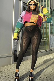 SUPER WHOLESALE | Knitted Color-block Patchwork Sweater