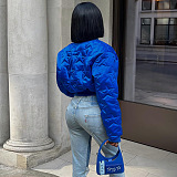 SUPER WHOLESALE | Puffy Button Up Jacket in Solid