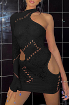 SUPER WHOLESALE | Fly-knit Hollow-out One Shoulder Dress