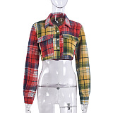 SUPER WHOLESALE | Flannel Plaid Crop Shirt Top