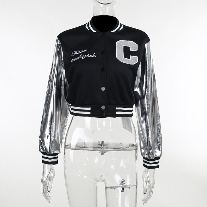 SUPER WHOLESALE | Embroidered Two Tones Button Up Base Ball Jacket