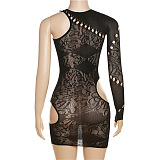 SUPER WHOLESALE | Fly-knit Hollow-out One Shoulder Dress