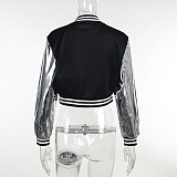 SUPER WHOLESALE | Embroidered Two Tones Button Up Base Ball Jacket